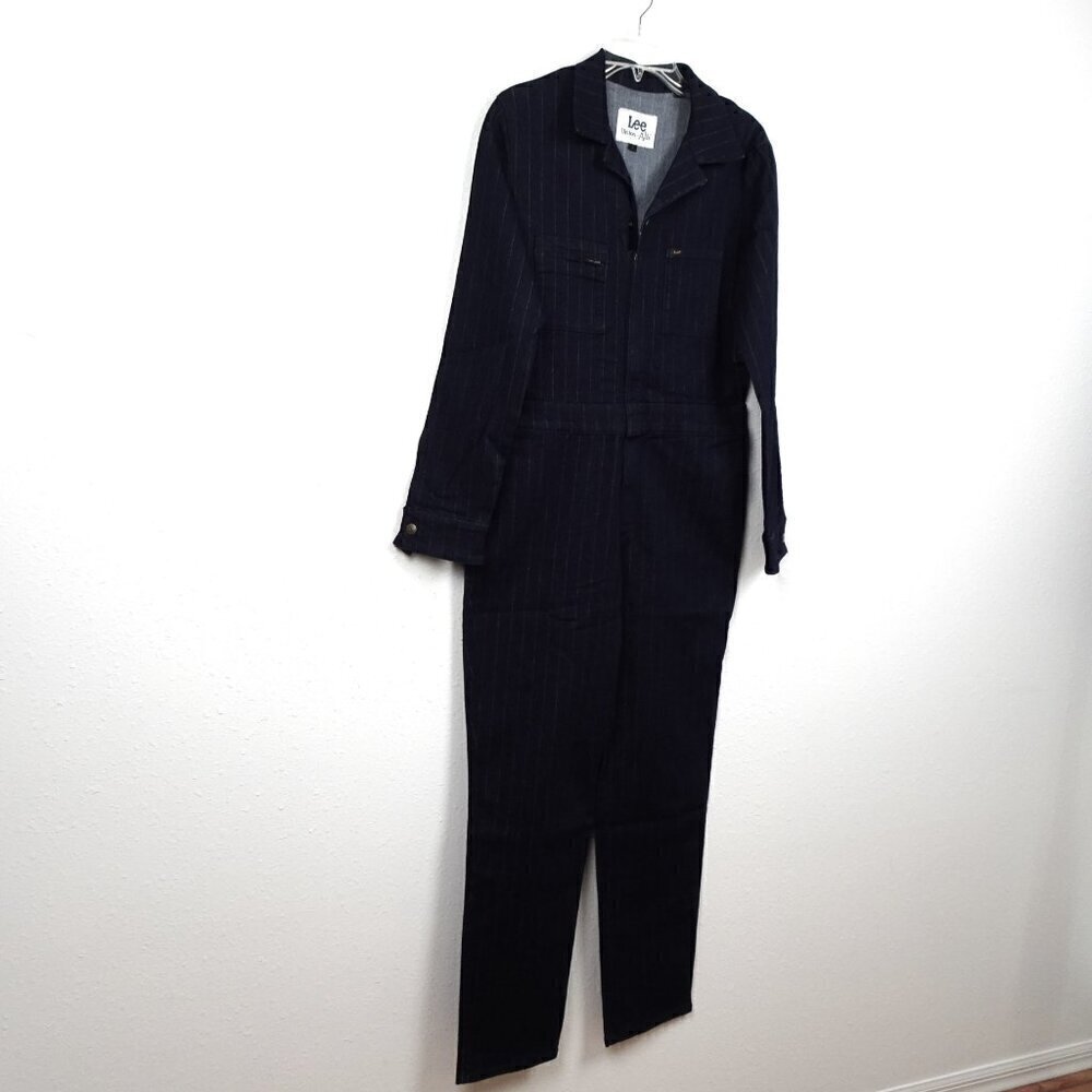 Lee Union-Alls Coverall Jumpsuit Women's Size S Blue Metallic Pinstripe - Picture 5 of 12